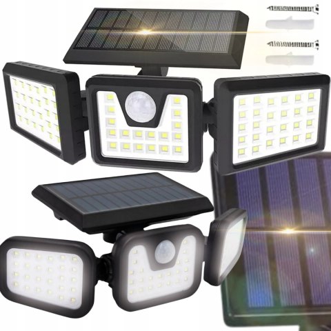 MOCNA LAMPA SOLARNA LED ULICZNA OGRODOWA Z CZUJNIKIEM RUCHU REGULACJA PANEL