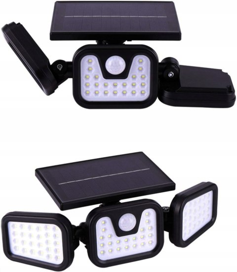 MOCNA LAMPA SOLARNA LED ULICZNA OGRODOWA Z CZUJNIKIEM RUCHU REGULACJA PANEL