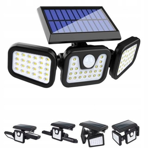 MOCNA LAMPA SOLARNA LED ULICZNA OGRODOWA Z CZUJNIKIEM RUCHU REGULACJA PANEL