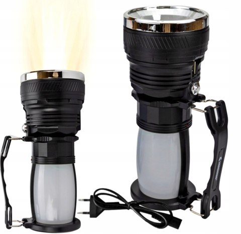 MOCNA LATARKA SZPERACZ PANEL SOLARNY LED REFLEKTOR 4W1 3W+10W POWERBANK