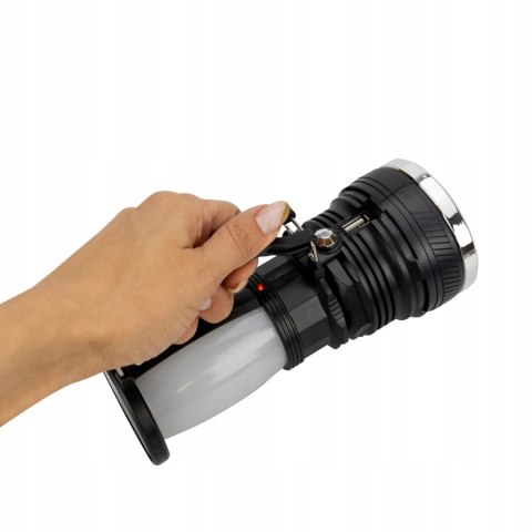 MOCNA LATARKA SZPERACZ PANEL SOLARNY LED REFLEKTOR 4W1 3W+10W POWERBANK