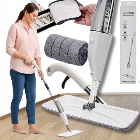 MOP PŁASKI DO MYCIA PODŁOGI ZE SPRYSKIWACZEM + wkład nakładka MIKROFIBRA