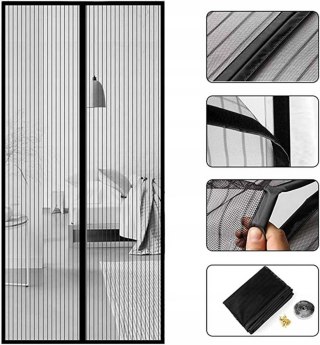 Moskitiera ZASŁONA do drzwi NA DRZWI PRZECIW MUCHOM NA MAGNES 100 x 210cm