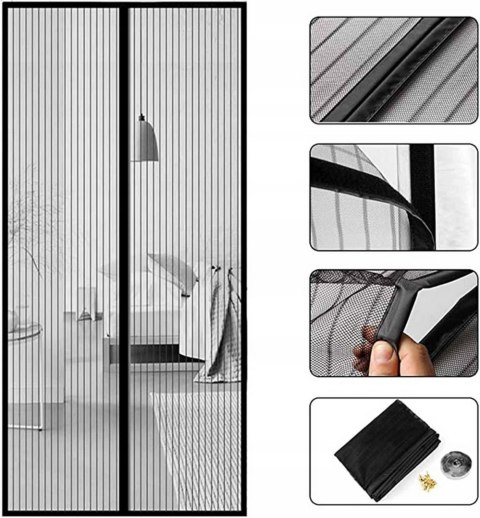 Moskitiera ZASŁONA do drzwi NA DRZWI PRZECIW MUCHOM NA MAGNES 100 x 210cm