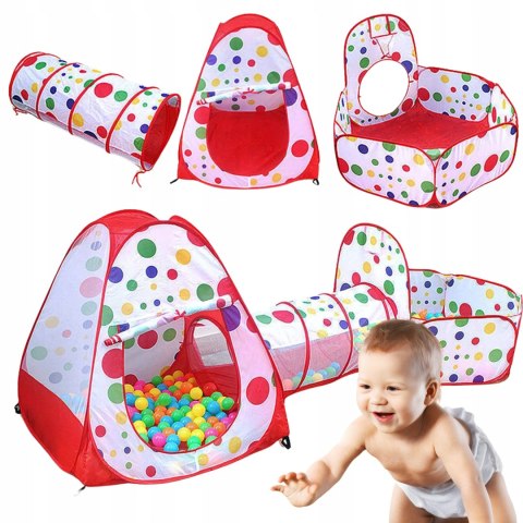 NAMIOT KOJEC SUCHY BASEN NA PIŁKI TUNEL IGLO DLA DZIECI DOMEK 3W1 KOSZ