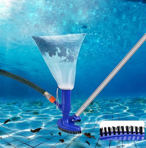 ODKURZACZ DO BASENU BASENOWY DO DNA ZESTAW DO CZYSZCZENIA SIATKA FILTR