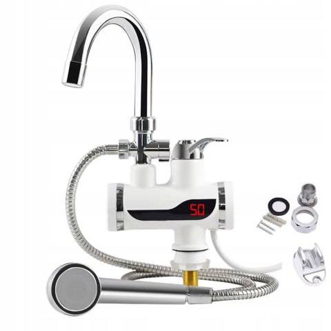 PODGRZEWACZ WODY PRZEPŁYWOWY ELEKTRYCZNY KRAN DO UMYWALKI 3000W + PRYSZNIC