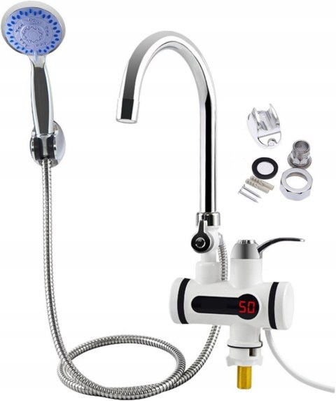 PODGRZEWACZ WODY PRZEPŁYWOWY ELEKTRYCZNY KRAN DO UMYWALKI 3000W + PRYSZNIC