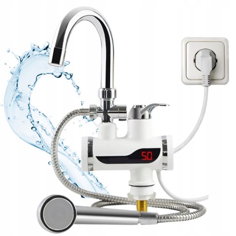 PODGRZEWACZ WODY PRZEPŁYWOWY ELEKTRYCZNY KRAN DO UMYWALKI 3000W + PRYSZNIC