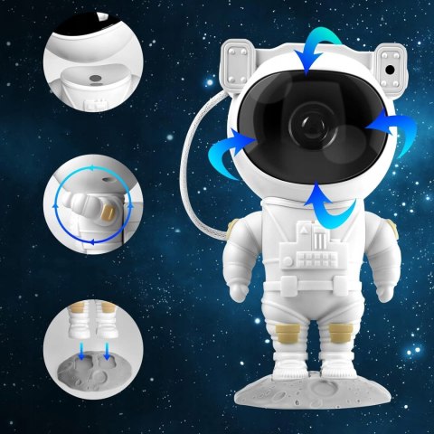 PROJEKTOR GWIAZD ASTRONAUTA LAMPKA NOCNA DLA DZIECI KOSMOS PILOT RZUTNIK
