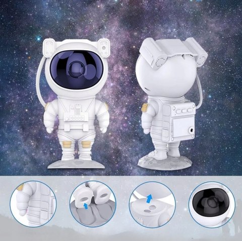 PROJEKTOR GWIAZD ASTRONAUTA LAMPKA NOCNA DLA DZIECI KOSMOS PILOT RZUTNIK