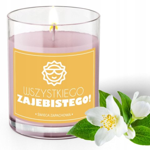 ŚWIECA SOJOWA ŚWIECZKA ZAPACHOWA etykieta WSZYSTKIEGO ZAJEBISTEGO PREZENT