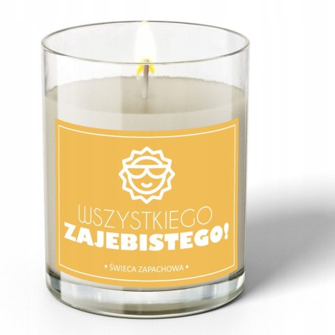 ŚWIECA SOJOWA ŚWIECZKA ZAPACHOWA etykieta WSZYSTKIEGO ZAJEBISTEGO PREZENT