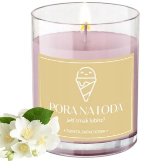 ŚWIECA SOJOWA ŚWIECZKA ZAPACHOWA wesoła etykieta PORA NA LODA PREZENT 40H
