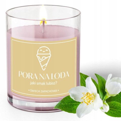 ŚWIECA SOJOWA ŚWIECZKA ZAPACHOWA wesoła etykieta PORA NA LODA PREZENT 40H