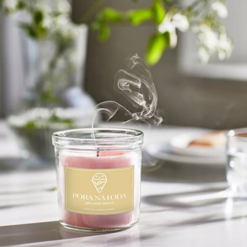 ŚWIECA SOJOWA ŚWIECZKA ZAPACHOWA wesoła etykieta PORA NA LODA PREZENT 40H