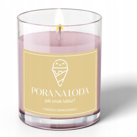 ŚWIECA SOJOWA ŚWIECZKA ZAPACHOWA wesoła etykieta PORA NA LODA PREZENT 40H