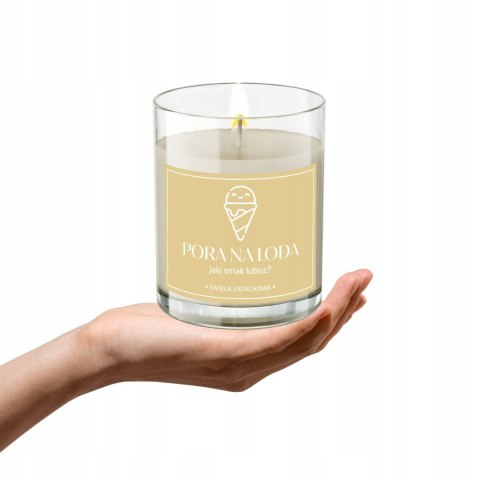 ŚWIECA SOJOWA ŚWIECZKA ZAPACHOWA wesoła etykieta PORA NA LODA PREZENT 40H