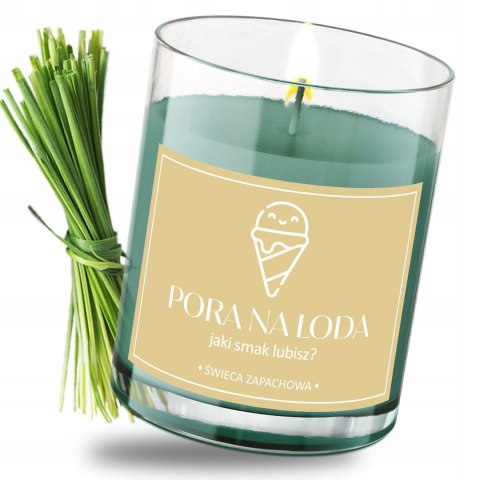 ŚWIECA SOJOWA ŚWIECZKA ZAPACHOWA wesoła etykieta PORA NA LODA PREZENT 40H