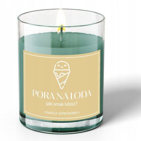 ŚWIECA SOJOWA ŚWIECZKA ZAPACHOWA wesoła etykieta PORA NA LODA PREZENT 40H