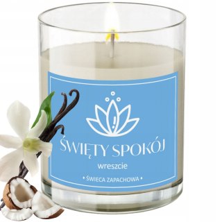 ŚWIECA SOJOWA ŚWIECZKA ZAPACHOWA wesoła etykieta ŚWIĘTY SPOKÓJ PREZENT 40H