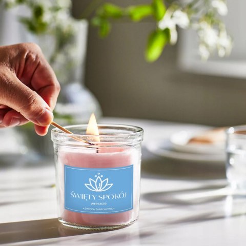 ŚWIECA SOJOWA ŚWIECZKA ZAPACHOWA wesoła etykieta ŚWIĘTY SPOKÓJ PREZENT 40H