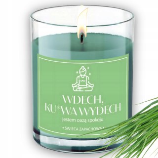 ŚWIECA SOJOWA ŚWIECZKA wesoła etykieta WDECH KU*WA WYDECH PREZENT 40H