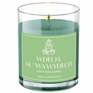 ŚWIECA SOJOWA ŚWIECZKA wesoła etykieta WDECH KU*WA WYDECH PREZENT 40H