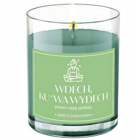 ŚWIECA SOJOWA ŚWIECZKA wesoła etykieta WDECH KU*WA WYDECH PREZENT 40H