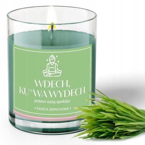 ŚWIECA SOJOWA ŚWIECZKA wesoła etykieta WDECH KU*WA WYDECH PREZENT 40H