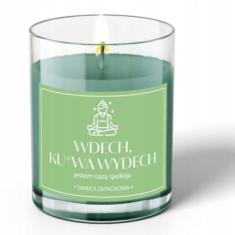 ŚWIECA SOJOWA ŚWIECZKA wesoła etykieta WDECH KU*WA WYDECH PREZENT 40H