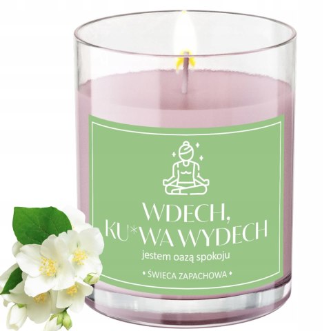 ŚWIECA SOJOWA ŚWIECZKA wesoła etykieta WDECH KU*WA WYDECH PREZENT 40H