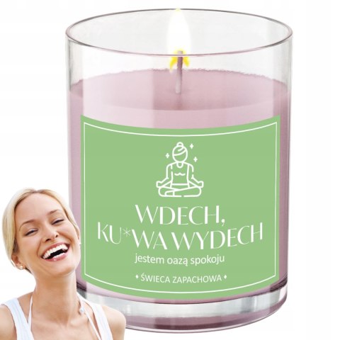 ŚWIECA SOJOWA ŚWIECZKA wesoła etykieta WDECH KU*WA WYDECH PREZENT 40H