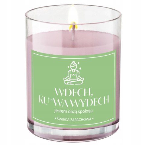 ŚWIECA SOJOWA ŚWIECZKA wesoła etykieta WDECH KU*WA WYDECH PREZENT 40H