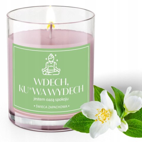 ŚWIECA SOJOWA ŚWIECZKA wesoła etykieta WDECH KU*WA WYDECH PREZENT 40H