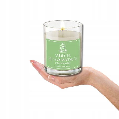 ŚWIECA SOJOWA ZAPACHOWA ŚWIECZKA etykieta WDECH KU*WA WYDECH PREZENT 40H