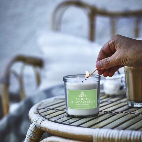 ŚWIECA SOJOWA ZAPACHOWA ŚWIECZKA etykieta WDECH KU*WA WYDECH PREZENT 40H