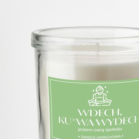 ŚWIECA SOJOWA ZAPACHOWA ŚWIECZKA etykieta WDECH KU*WA WYDECH PREZENT 40H