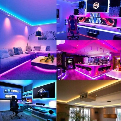 TAŚMA LED RGB 5050 BIAŁA KOLOROWA MOCNA WODOODPORNA SAMOPRZYLEPNA 5M +PILOT