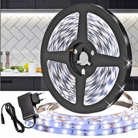 TAŚMA LED WODOODPORNA SMD BIAŁA ZIMNA NEUTRALNA MOCNA 5M ZESTAW + ZASILACZ