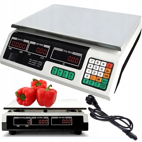 WAGA elektroniczna 40kg SKLEPOWA magazynowa kalkulacyjna LCD akumulator