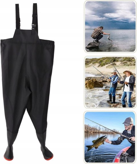 WODERY BUTY WĘDKARSKIE SPODNIOBUTY ANTYPOŚLIZGOWE RYBACKIE GUMOWE SZELKI 44