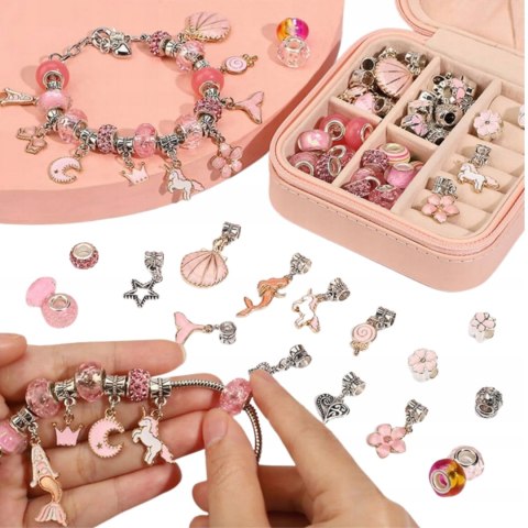 ZESTAW DO ROBIENIA BRANSOLETEK I NASZYJNIKÓW DIY CHARMS BIŻUTERI KORALIKI