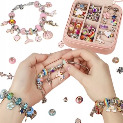 ZESTAW DO ROBIENIA BRANSOLETEK I NASZYJNIKÓW DIY CHARMS BIŻUTERI KORALIKI
