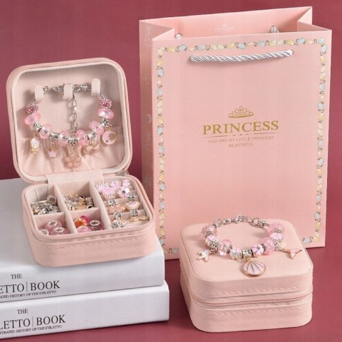 ZESTAW DO ROBIENIA BRANSOLETEK I NASZYJNIKÓW DIY CHARMS BIŻUTERI KORALIKI