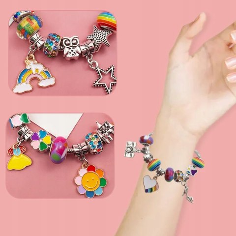 ZESTAW DO ROBIENIA BRANSOLETEK I NASZYJNIKÓW DIY CHARMS BIŻUTERI KORALIKI