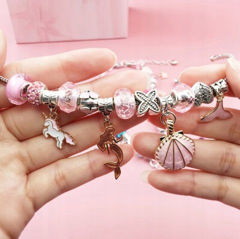 ZESTAW DO ROBIENIA BRANSOLETEK I NASZYJNIKÓW DIY CHARMS BIŻUTERI KORALIKI