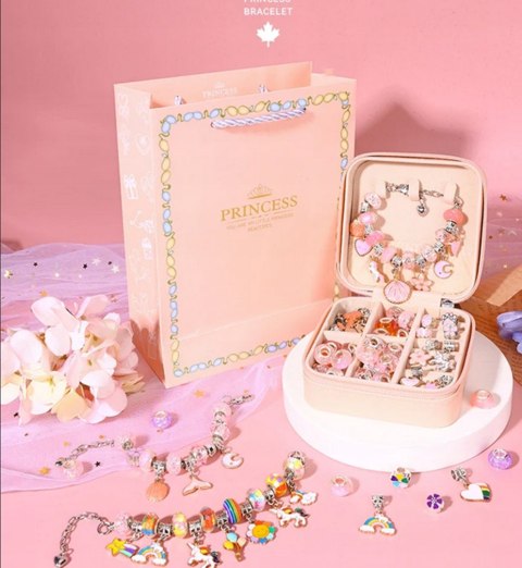 ZESTAW DO ROBIENIA BRANSOLETEK I NASZYJNIKÓW DIY CHARMS BIŻUTERI KORALIKI