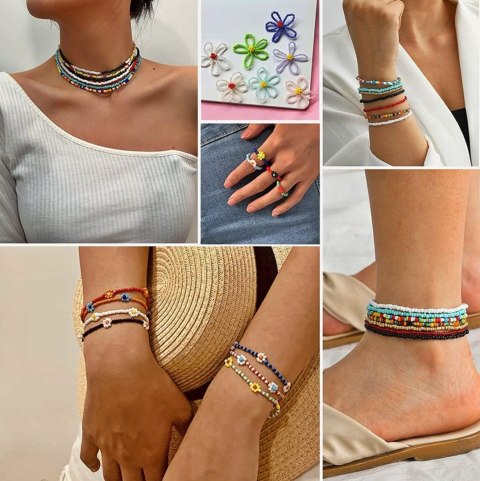 ZESTAW DO ROBIENIA BRANSOLETEK NASZYJNIKÓW BIŻUTERII KORALIKI LITERKI DIY