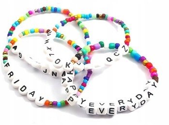 ZESTAW DO ROBIENIA BRANSOLETEK NASZYJNIKÓW BIŻUTERII KORALIKI LITERKI DIY